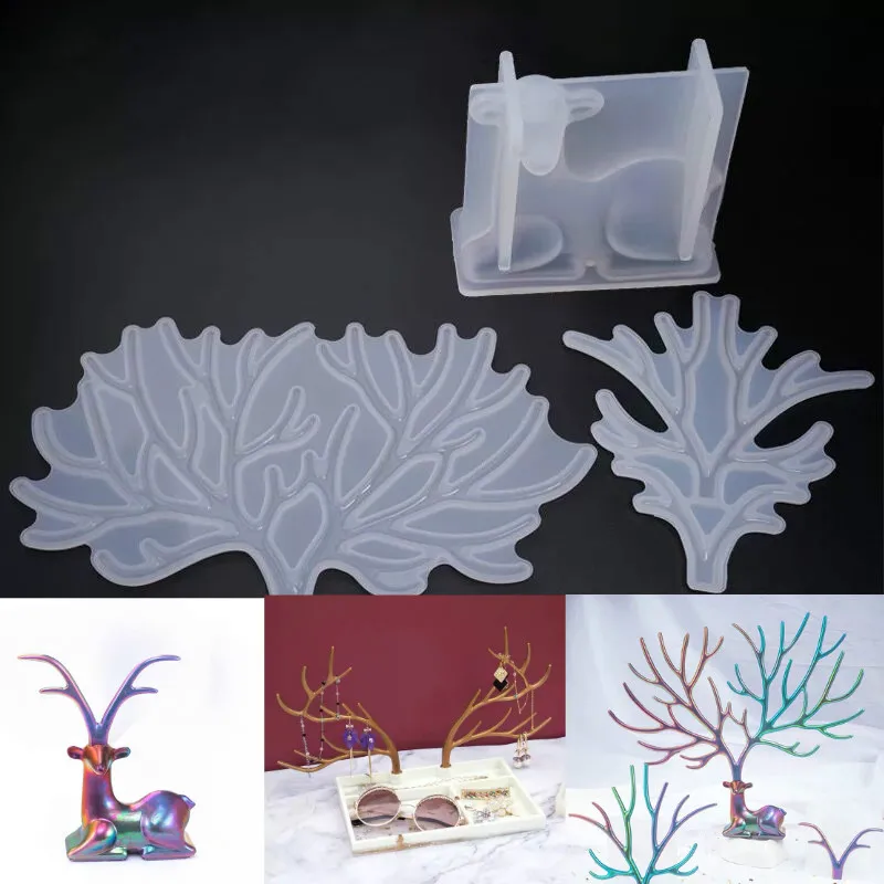 DIY Хрустальный эпоксидный силиконовый большой рога ветка дерева ювелирных