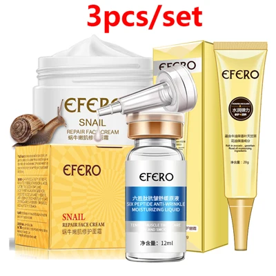 EFERO 1 шт лицо улитки крем отбеливающий дневной крем+ 1 шт Сыворотка для лица против возраста морщин Сыворотка+ 1 шт коллаген крем для глаз ремонт темных кругов - Цвет: style 1