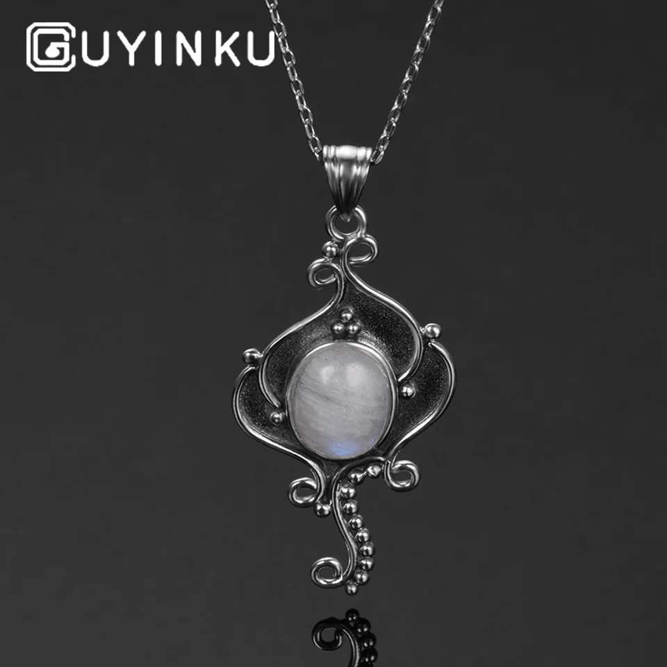 GUYINKU очаровательные натуральные подвески из лунного камня и ожерелье с цепочкой
