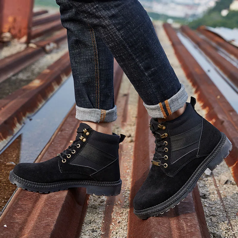 2019 мужская повседневная обувь модные мужские мотоциклетные ботинки зимняя