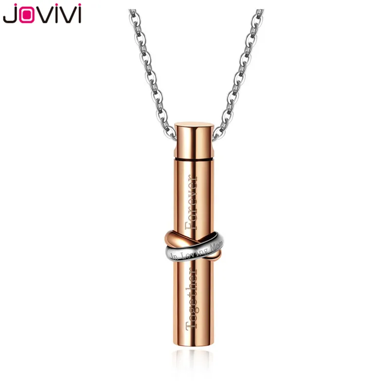 JOVIVI новейший цилиндр Вместе навсегда Keepsake Urn кулон ожерелье для праха в любящей памяти подарок, ювелирные изделия для кремации