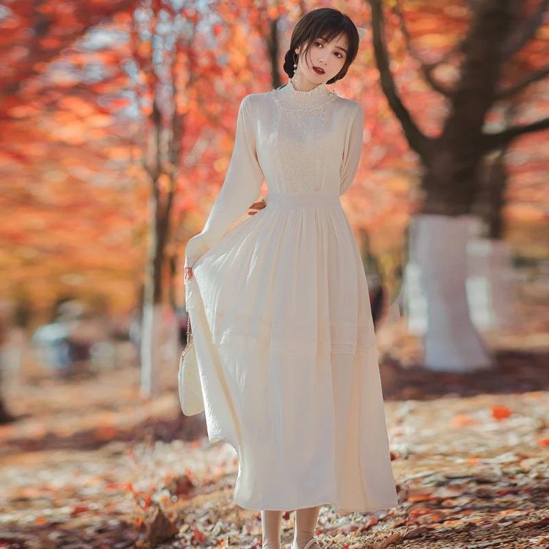 

2021newpatterntemperamentVersatileShow thinSolidRetroWomenTurtleneckDresses