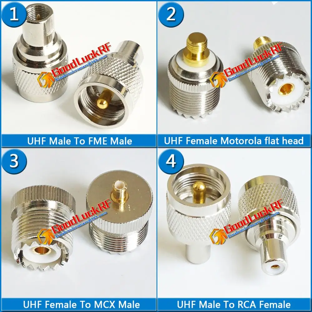 1 шт./комплект медные прямые коаксиальные адаптеры UHF PL259 SO239 To FME MCX RCA