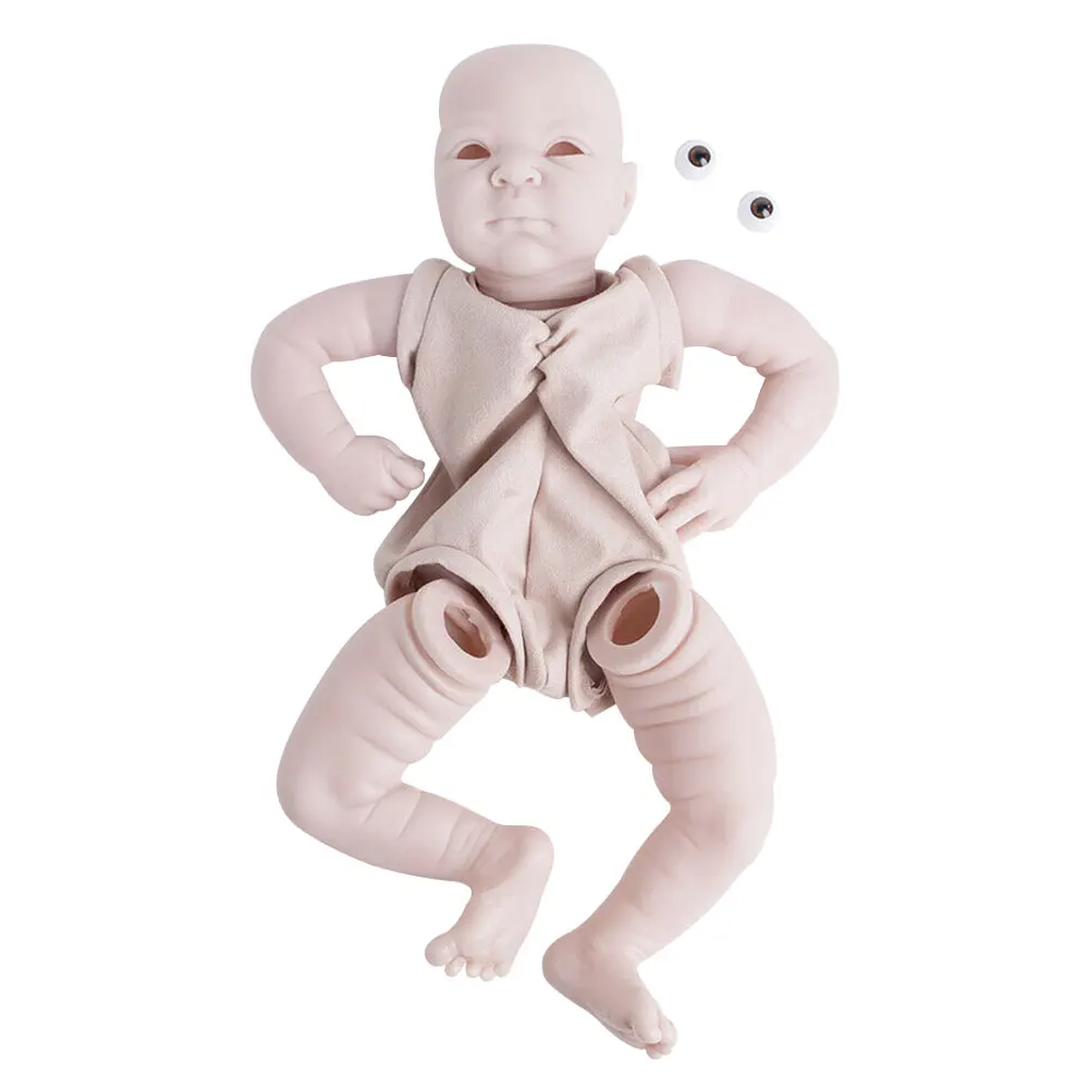 

22 Inches With Eyes Cloth Body Silicone Head Non Toxic Full Limbs Kids Toy DIY Lifelike Reborn Doll Kits Funny Portable Home