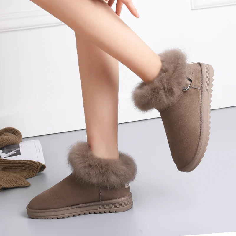 2019 г. Женские зимние ботинки теплые женские ботильоны на плоской платформе с