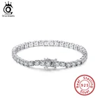 ORSA JEWELS 925 стерлинговый Серебряный браслет для тенниса браслеты для женщин, кубический цирконий, браслет теннис цепи в стиле хип-хоп ювелирные изделия SB95