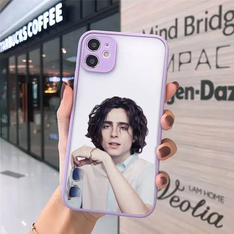 

Timothe Chalamet famous actor Phone Case For iPhone 12 11 Mini Pro XR XS Max 7 8 Plus X Matte transparent Purple Cover