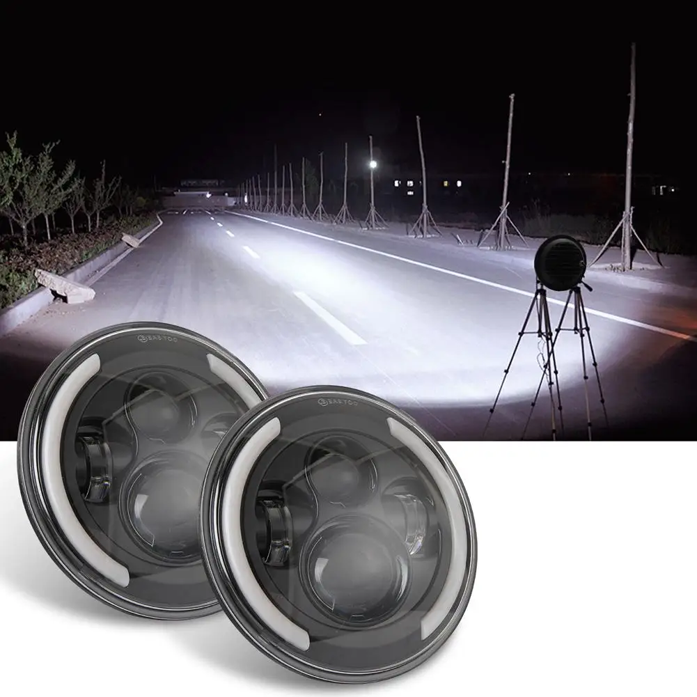 

200W Car LED Headlights 6000K+3000K Halo Angle Eye led bar off road Work light For Jeep Wrangler CJ JK LJ 97-17 car accessories