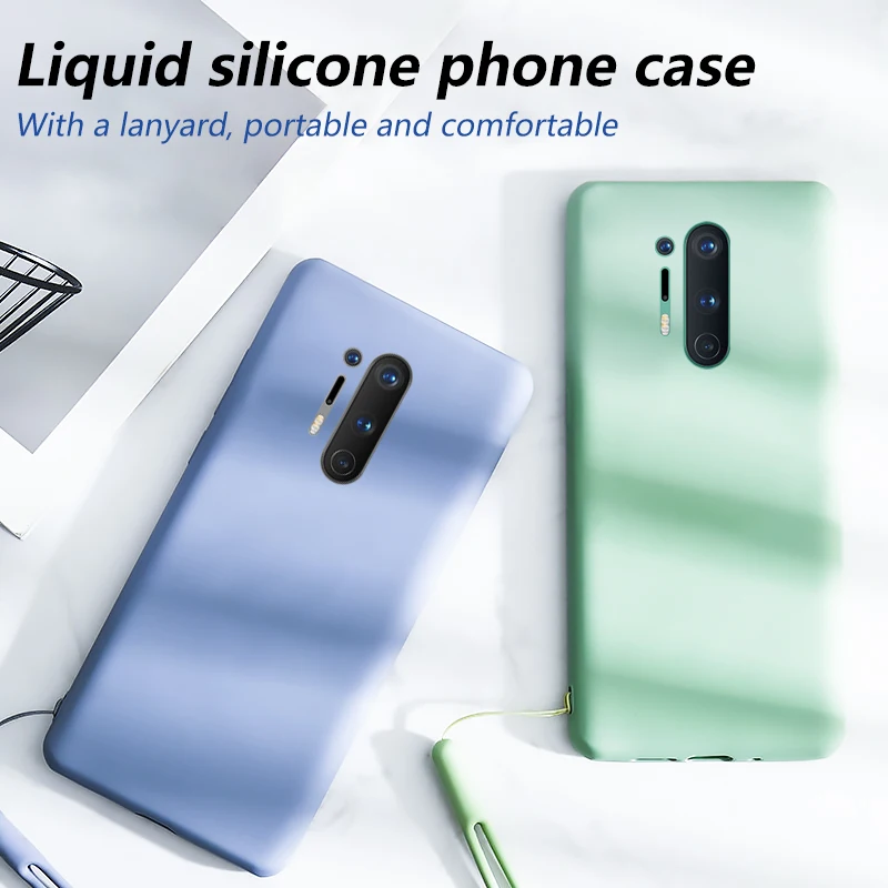 lovecom original liquid silicone phone case for one plus 8t case for one plus nord 8 pro 6t 7t pro with lanyard soft cover case free global shipping