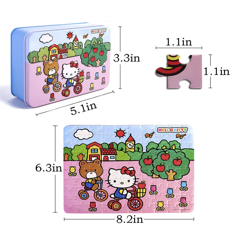 Пазлы hello kitty, 100 деталей, блестящие Пазлы для детей, Обучающие образовательные деревянные пазлы, игрушки, рождественские подарки