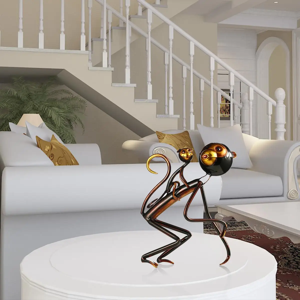 Металлический Скульптура Утюг с принтом обезьяна для переноски скульптура