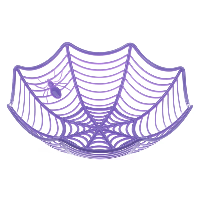 Корзина для конфет на Хэллоуин паук паутина черная оранжевая чаша пластиковая