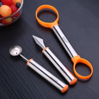 3pcs 304 stainless steel cutting kitchen gadgets set carved segmentation pulp separator dual use fruit cutter watermelon spoon