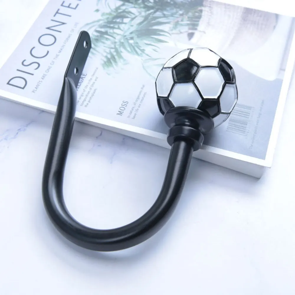 

2Pcs Creative Design Football Shape Hooks Decorative Curtain Hooks (Black)