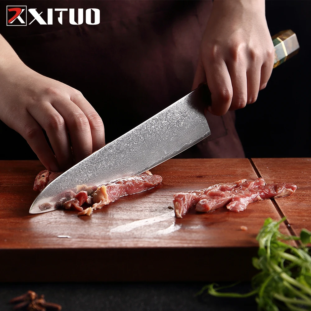 XITUO Kitchen Chef Knife High Quality VG10 Japanese Damascus Steel Octagonal Stable Wooden Handle Cleaver Cooking Tool | Дом и сад