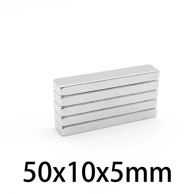 

2-30pcs 50x10x5mm Double Hole 5mm N35 Block Countersunk Square Neodymium Magnet Rare Earth Powerful Magnets 50*10*5mm