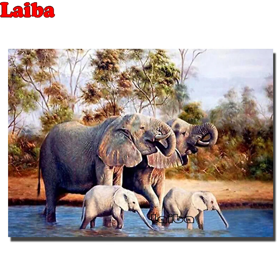 

Elephant Family Of Four 5D Diamond Painting Handicrafts DIY Diamond Embroidery Mosaic Diamond Wall Arts kid's room Decor gift