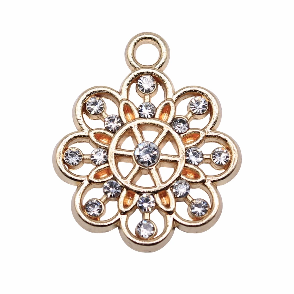

WYSIWYG 10pcs 22x18mm KC Gold Color Flowers Charms Pendant For Jewelry Making Earring Making Accessories