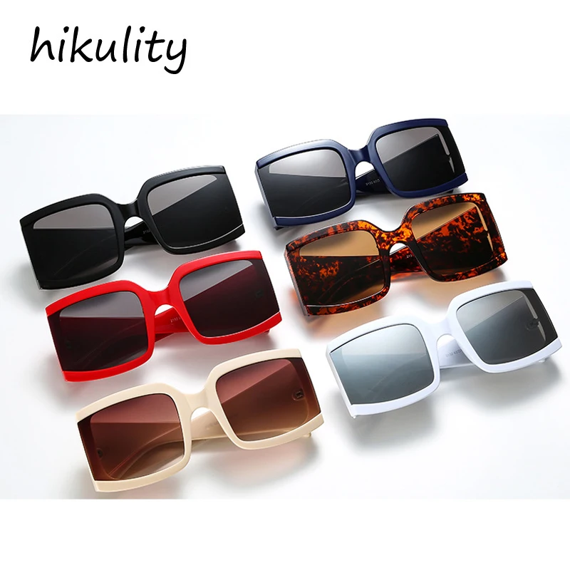 Винтажные Квадратные Солнцезащитные очки с заклепками для женщин широкими