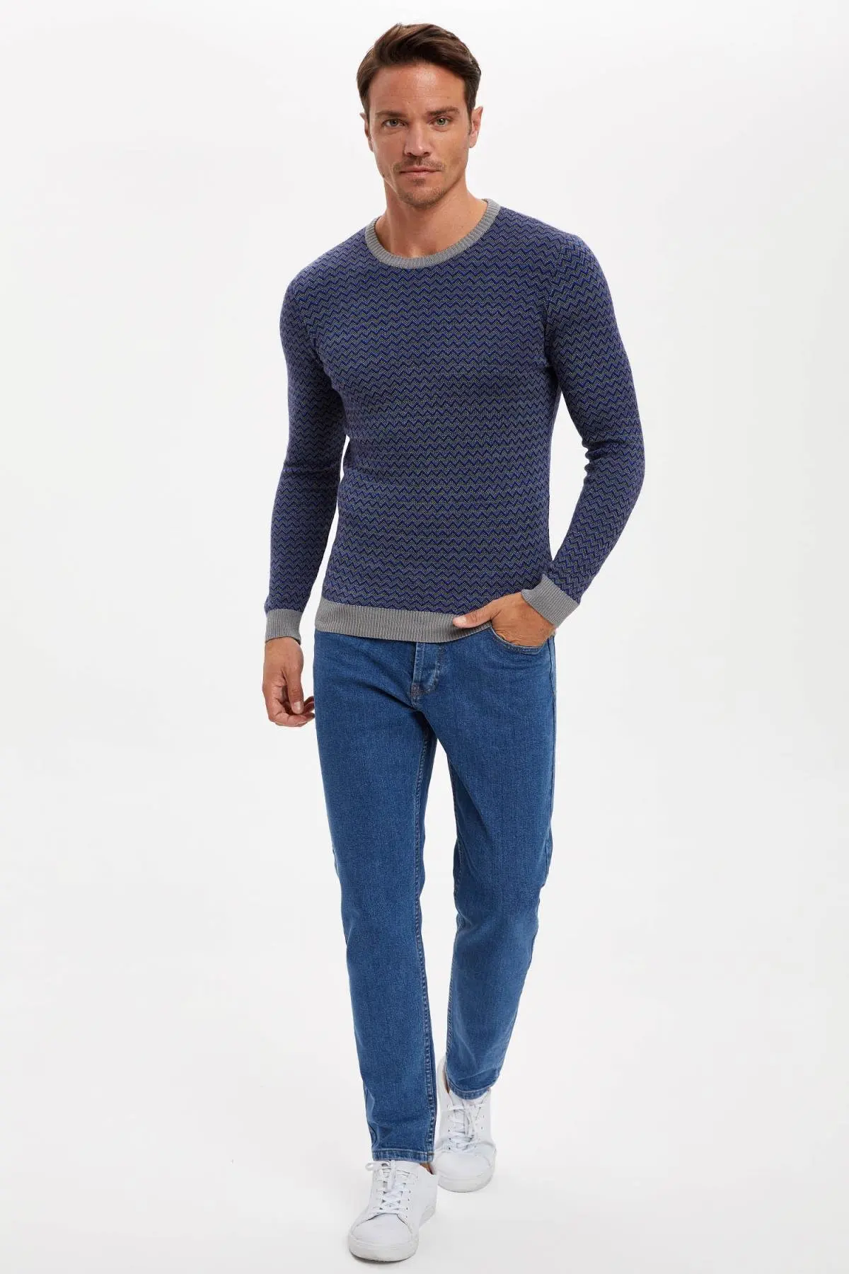 

Sweater MenWarm Mens Sweaters Wool Pullover O- Neck Casual Male Sweter