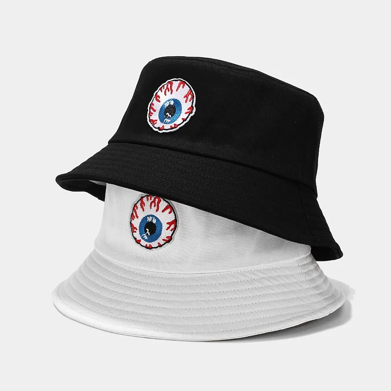 

2021 new Panama Bucket Hat Men Women Summer horror eyes Print Bucket Cap Bob Hat Hip Hop Gorros Fishing Fisherman Hats
