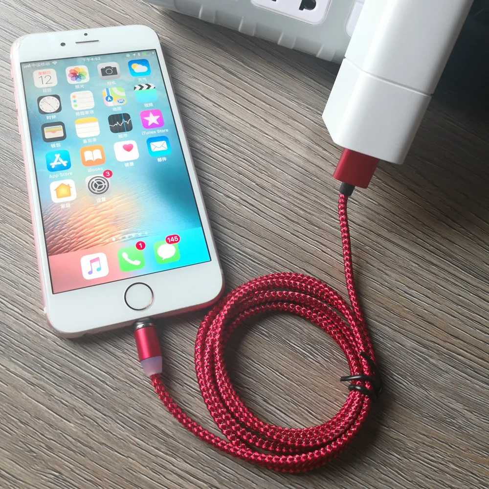 Магнитный зарядный кабель Bozhu 1 м, кабель Micro USB для iPhone XR XS Max X Magnet charger usb type C, светодиодный шнур для зарядки