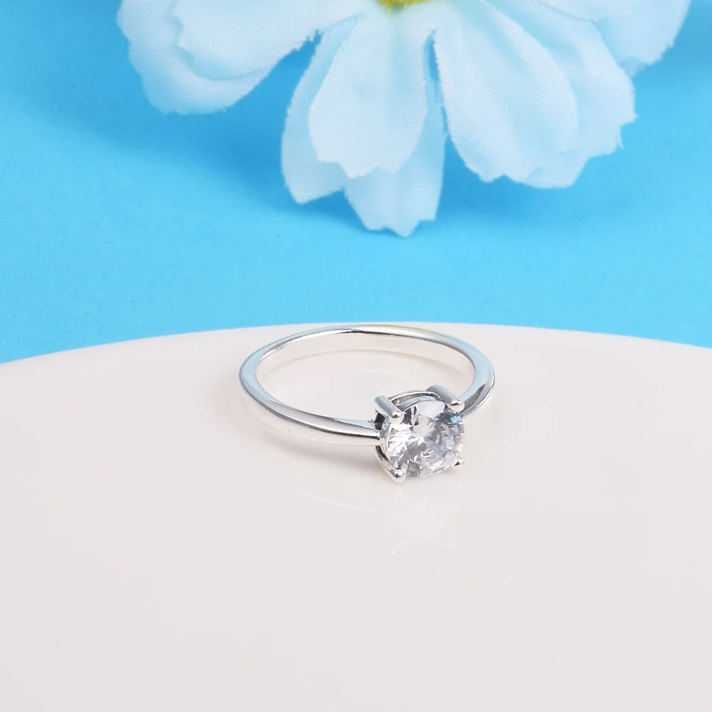 

Authentic 925 Sterling Silver Sparkling Solitaire Rings for Women Wedding Engagement Finger Ring Jewelry Gift Bague Femme
