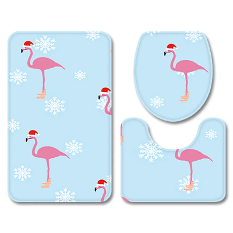 Home Decorative Cartoon Xmas Deer Bathroom Carpet Set Flannel Toilet Cover Bath Mat Christmas Decor Seat | Дом и сад