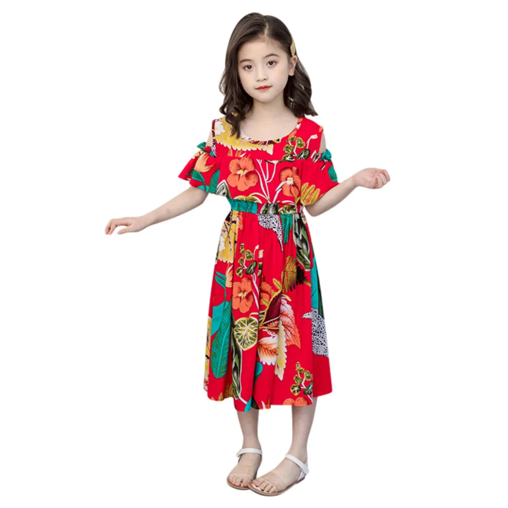 #50 детское пляжное Платье для маленьких девочек с цветочным принтом листьев
