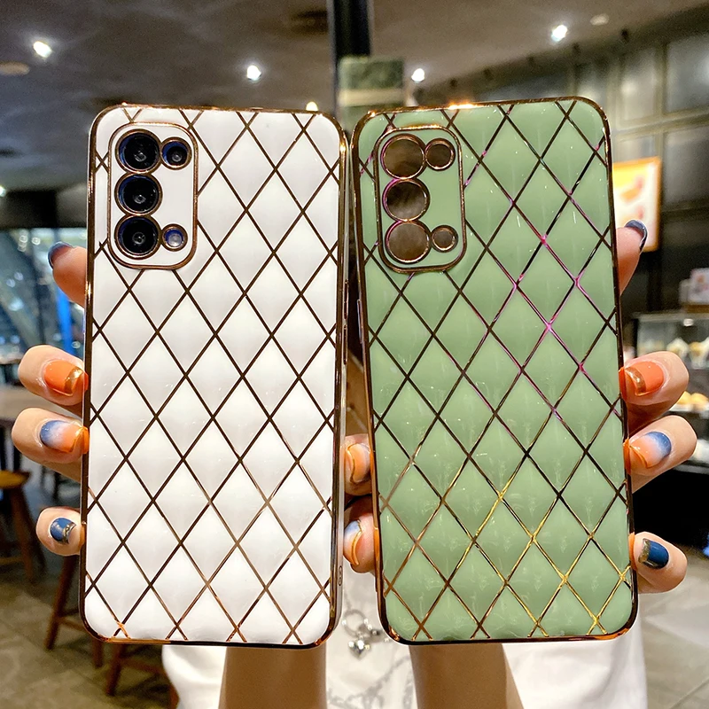 

Electroplating 6D Lambskin Phone Case For Samsung Galaxy S21 Ultra Diamond Lattice Fine Hole TPU For Samsung Galaxy A12 A72 A52
