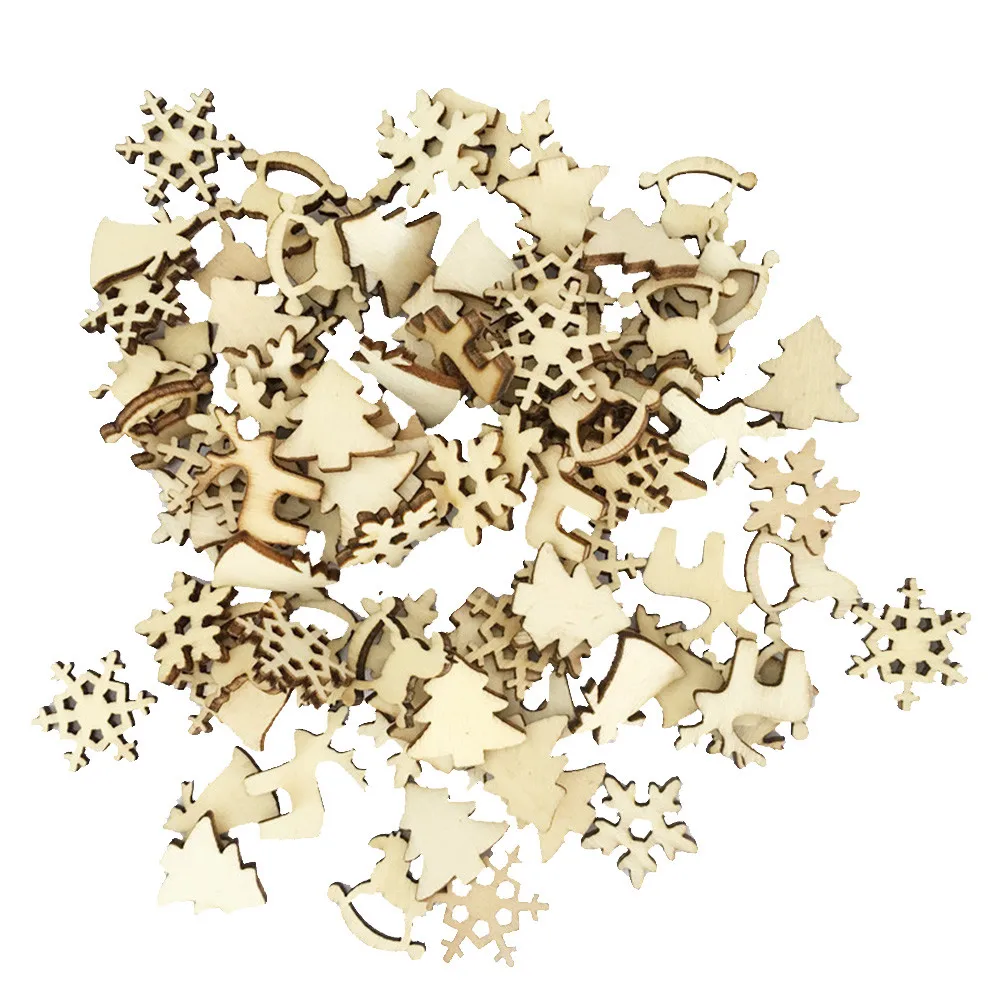 60 шт. деревянные снежинки для украшения ёлки|Флажки вымпелы и конфетти| |