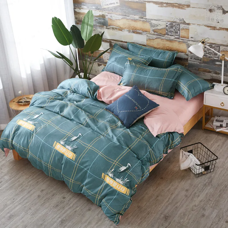 

2020 Spring Grey Star Bedding Set Pastoral Style Suvet Cover Set Flat Sheet Geometic Linen Leopard Bed Set AB Side Home Textile