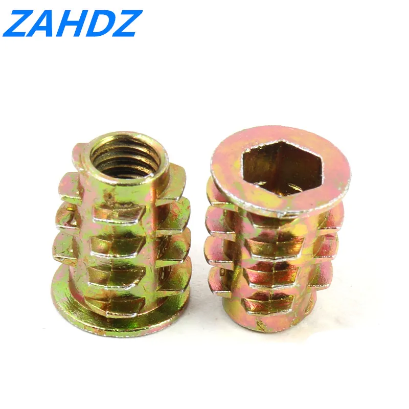 

100pcs Zinc Alloy Furniture Hex Socket Screw Inserts M4 M5 M6 M8 M10 Threaded Hex Drive Inserts Wood Screw Inserts Nuts Tool Kit