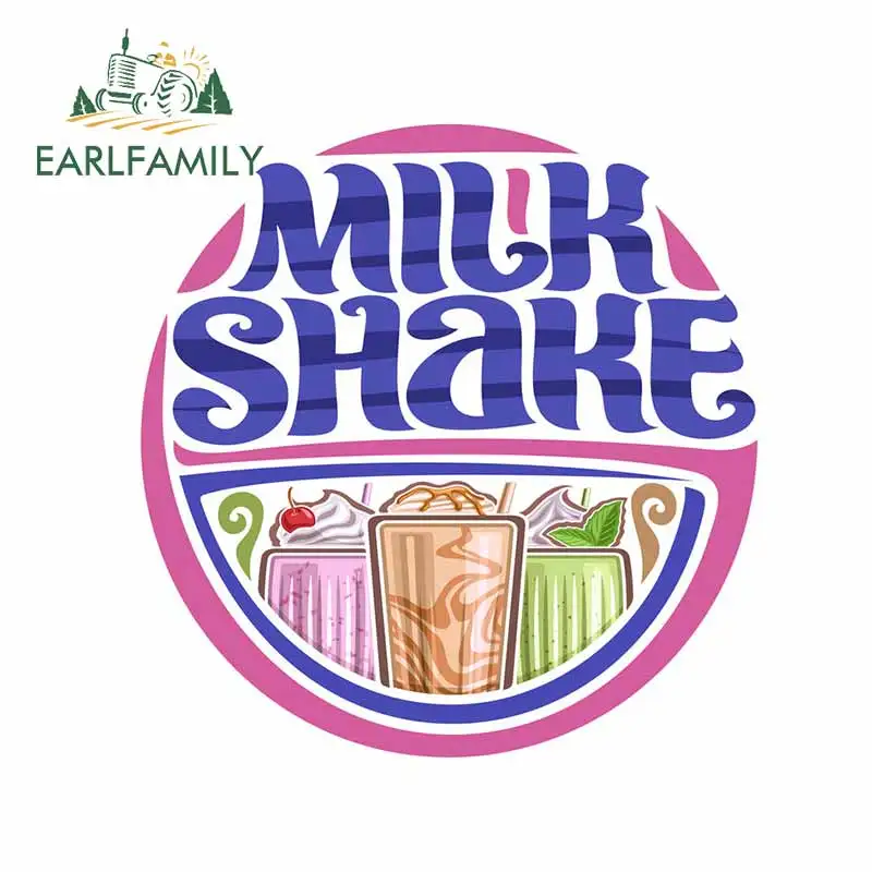 

EARLFAMILY 13cm x 12.6cm for Logo for Milk Shake Auto Decal Car Accessories Personality Stickers Anime Occlusion Scratch Decor