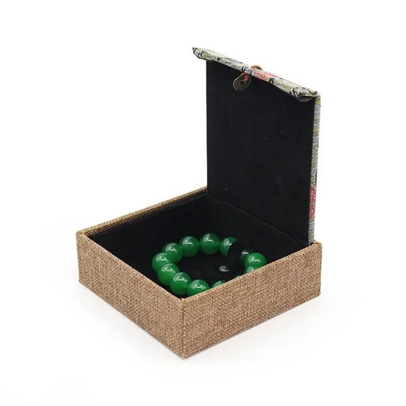 B-Bracelet box Ретро Китайская каллиграфия кольцо ожерелье браслет Органайзер Дисплей Чехол льняной кисточкой кольцо коробка для хранения ювелирных изделий подарочные коробки - Цвет: B-Bracelet box