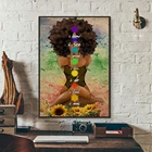 Плакат для йоги, настенное искусство для йоги в афроамериканском стиле, волшебные художественные принты черной девушки, плакат с чакрами для йоги, декор для йоги в студии