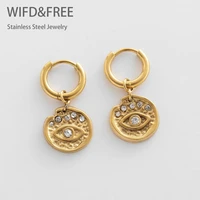 wild free classic stainless steel drop earrings mosaic glass drill eye earrings for women hanging earring exquisite party gift