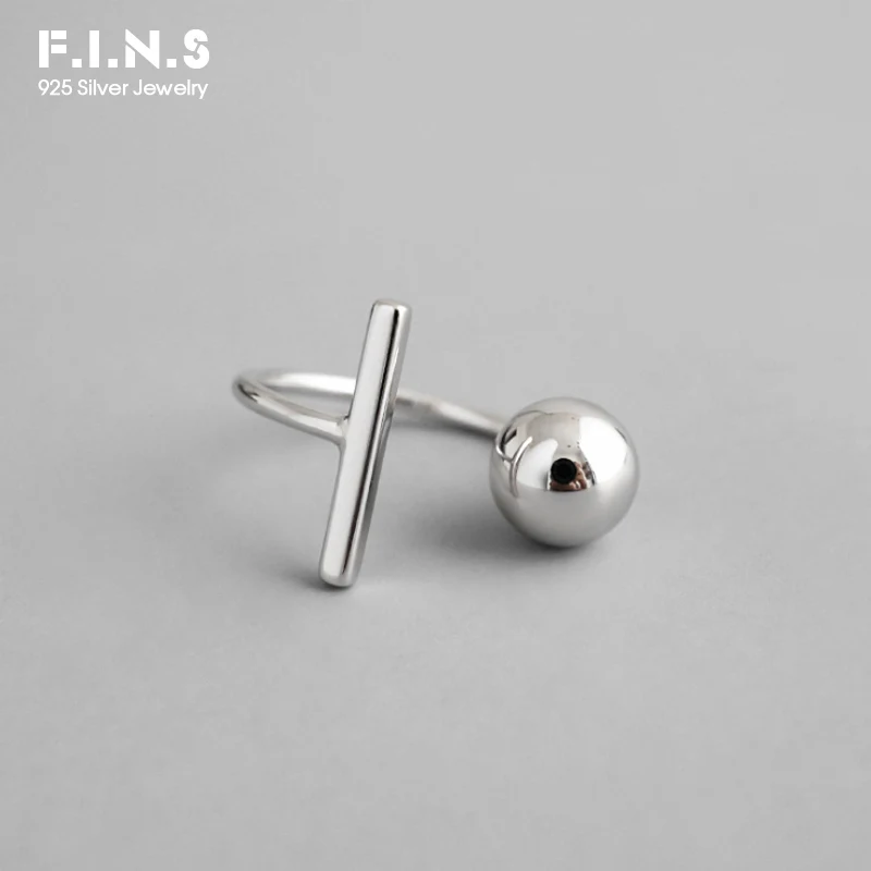 F.I.N.S корейская мода серебро 925 пробы палка с шариком открытое регулируемое кольцо