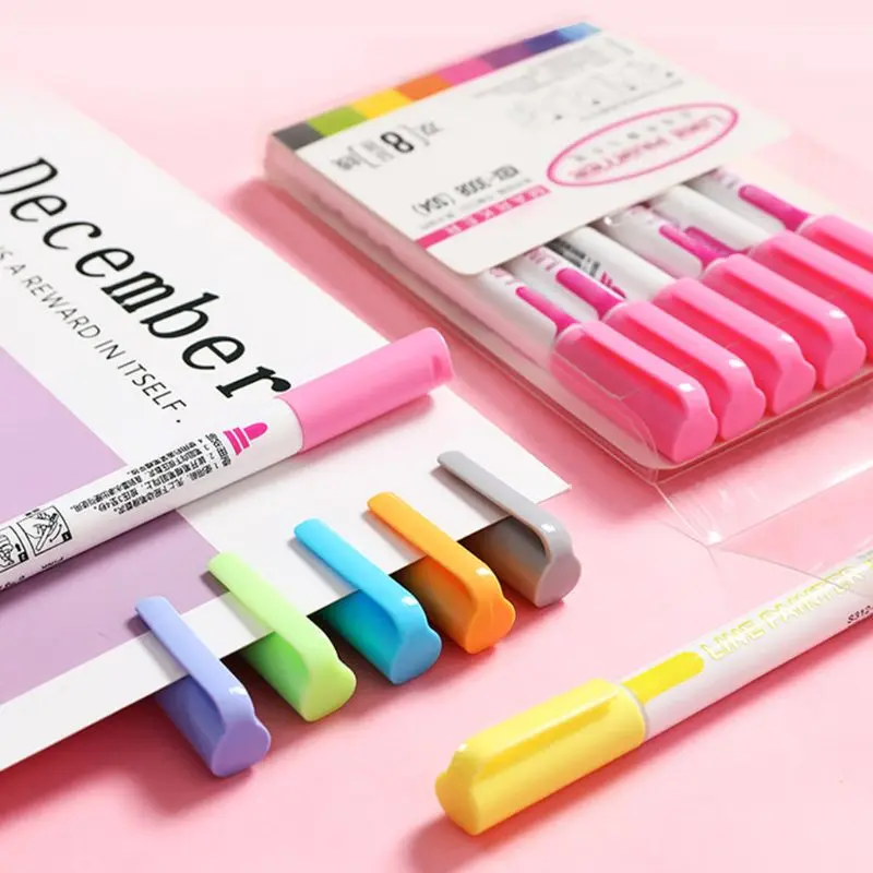 

8 Pcs Colored Double Line Pen Drawing Outline Highlighters Fluorescent Marker