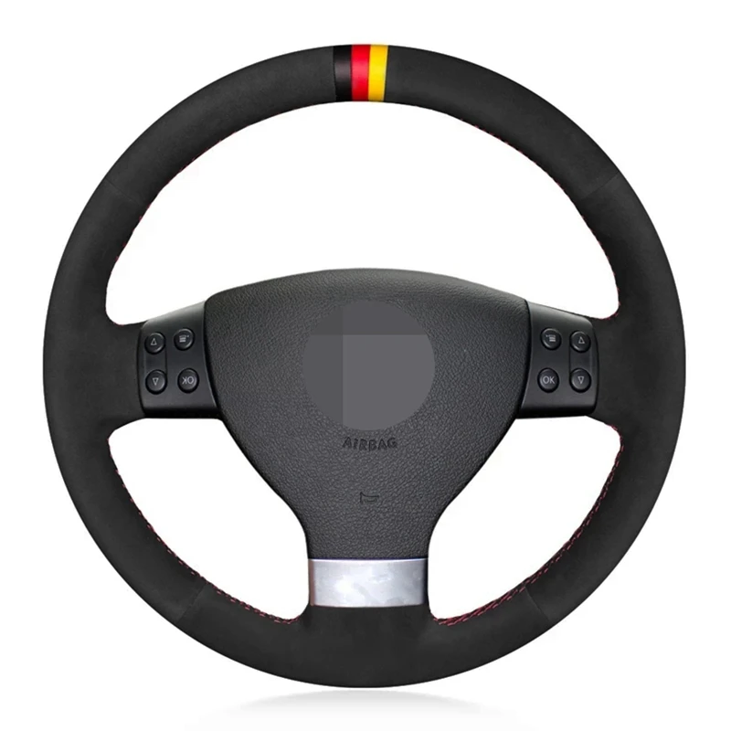 

DIY Car Steering Wheel Cover Non-Slip Black Suede For Volkswagen Golf 5 Mk5 VW Passat B6 Jetta 5 Mk5 Tiguan 2007-2011