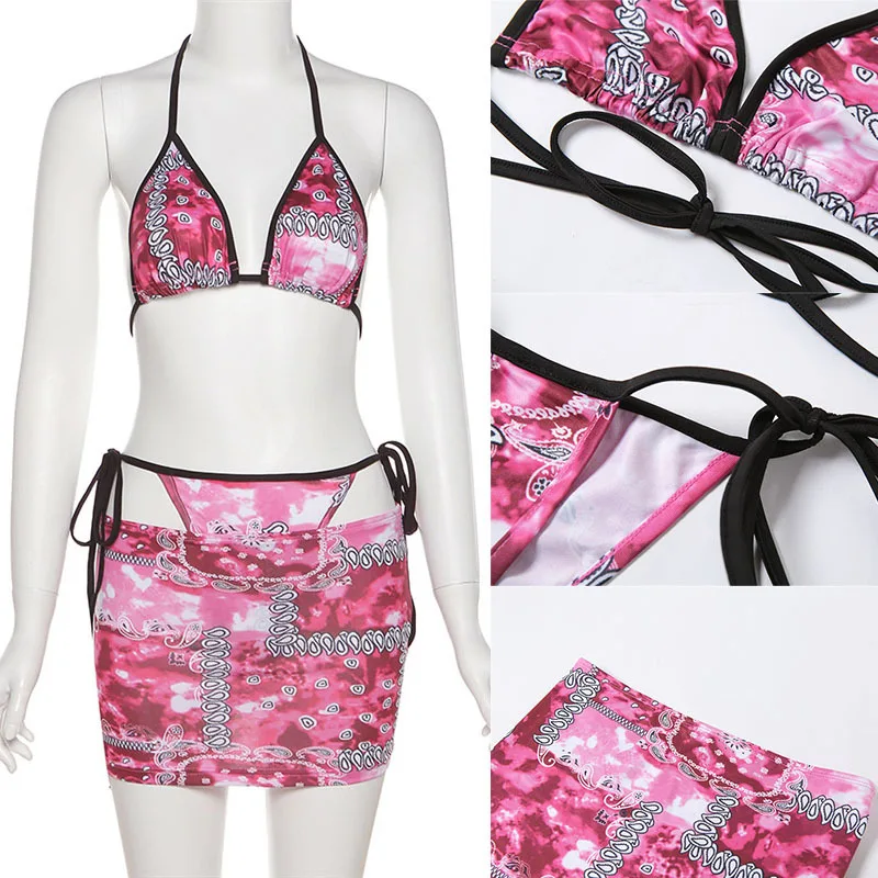 

Giyu Printed Two Piece Set Sexy Backless Club Party Crop Top Skirt Sets 2021 Summer Vintage Beach 2 Piece Set Lace Up Outfits