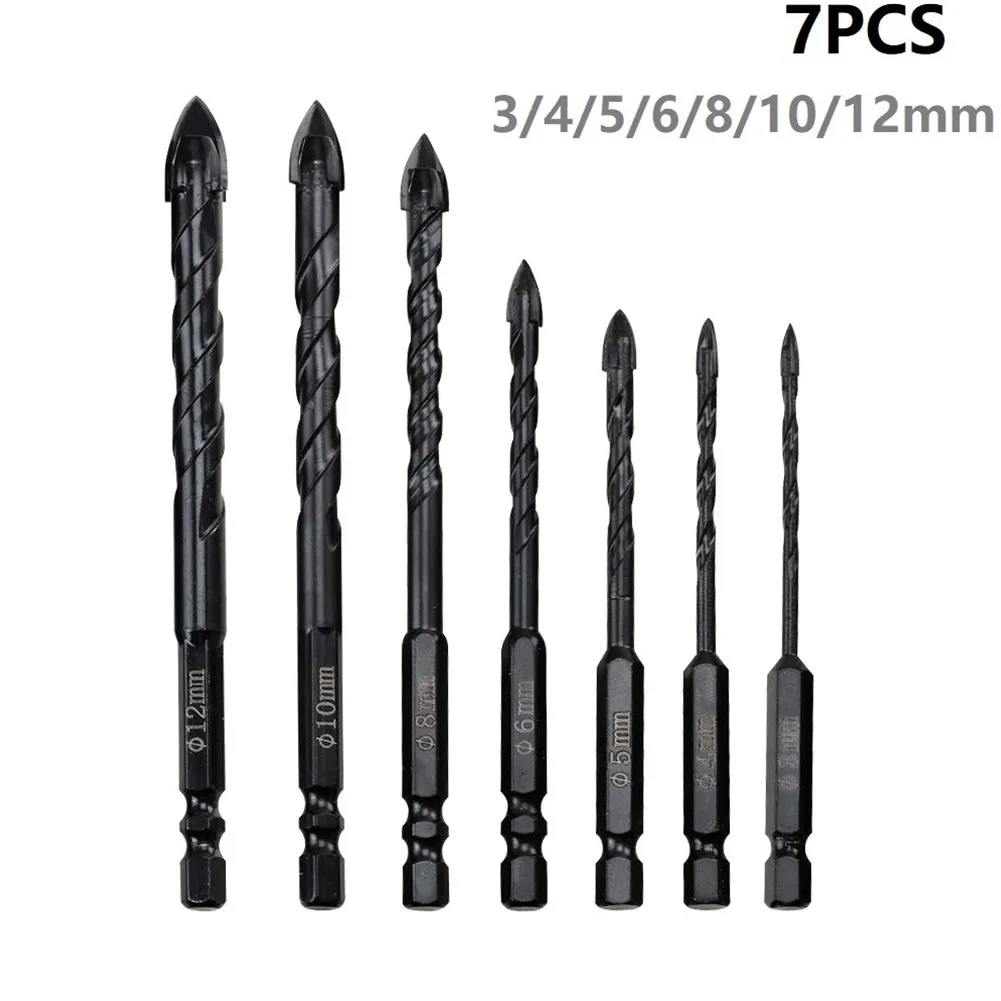 

7 Pcs Hexagon Drill Bit 3-12mm Hexagonal Metal Drill Set Pointed Ceramic Tile Ceramic Hole Opener Hexagonal Dirll