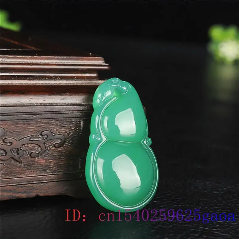 

Jade Gourd Pendant Chalcedony Flower Women Natural Jewelry Carved Fashion Charm Gifts Necklace