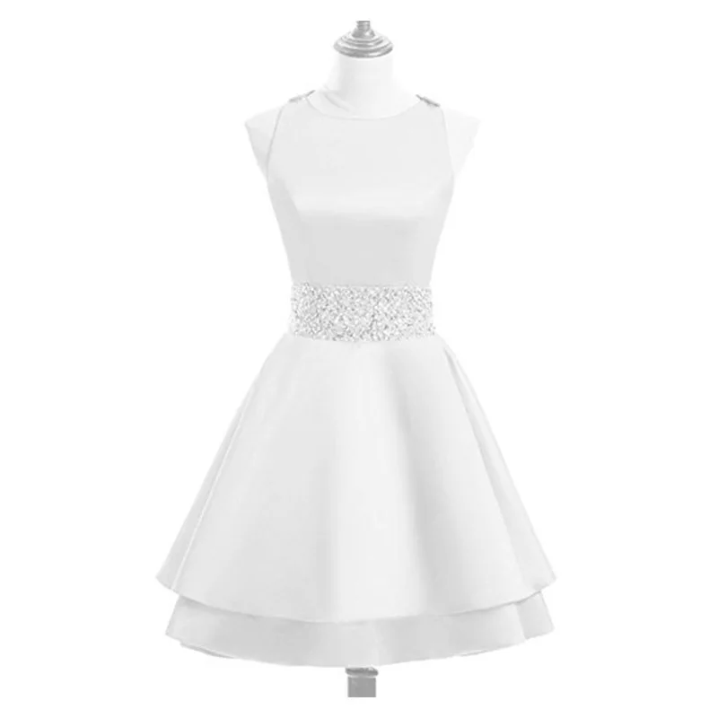 

Атласная трапециевидная юбка BGW 31014ht с круглым вырезом и поясом с кристаллами, новинка 2020, женское платье, платье, бесплатная доставка