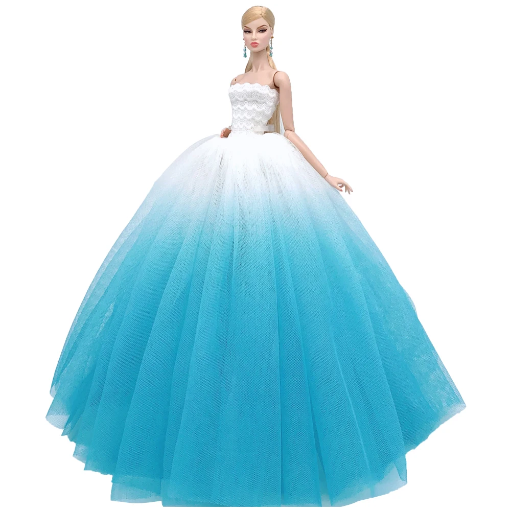 NK 2 Pcs /Set Doll Wedding Bride Marriage Dress Princess Deluxe Trailing Fantasy toys For Barbie Lace 9X | Игрушки и хобби
