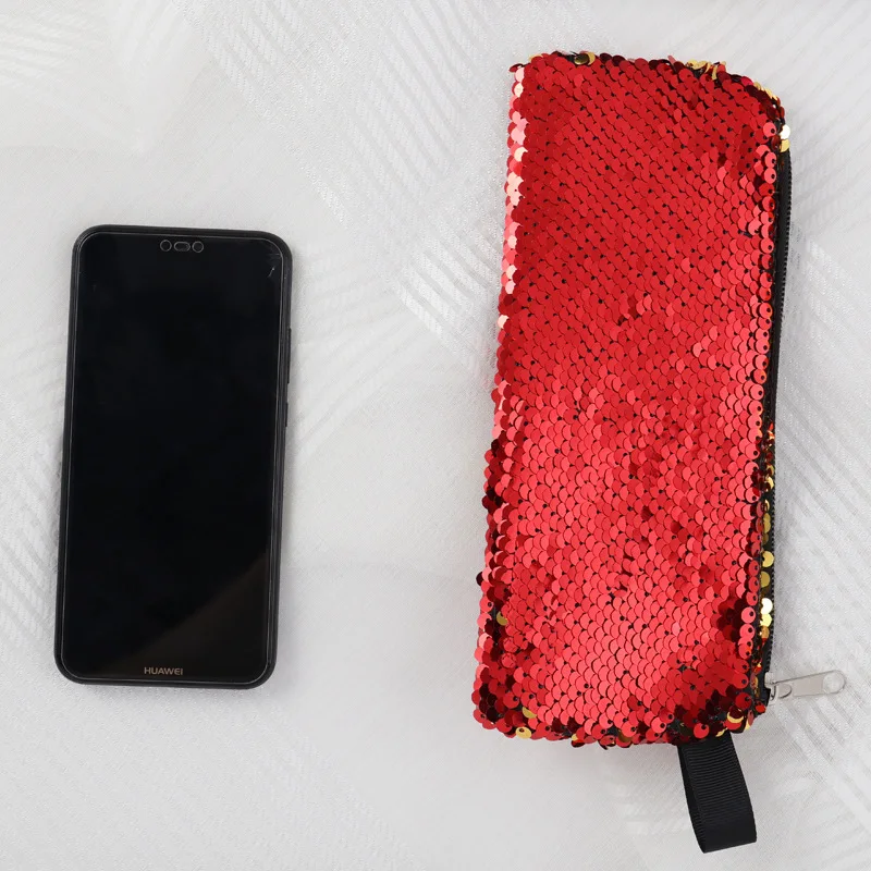 Sandro hand zipper sequin pencil case stationery bag student creative | Канцтовары для офиса и дома