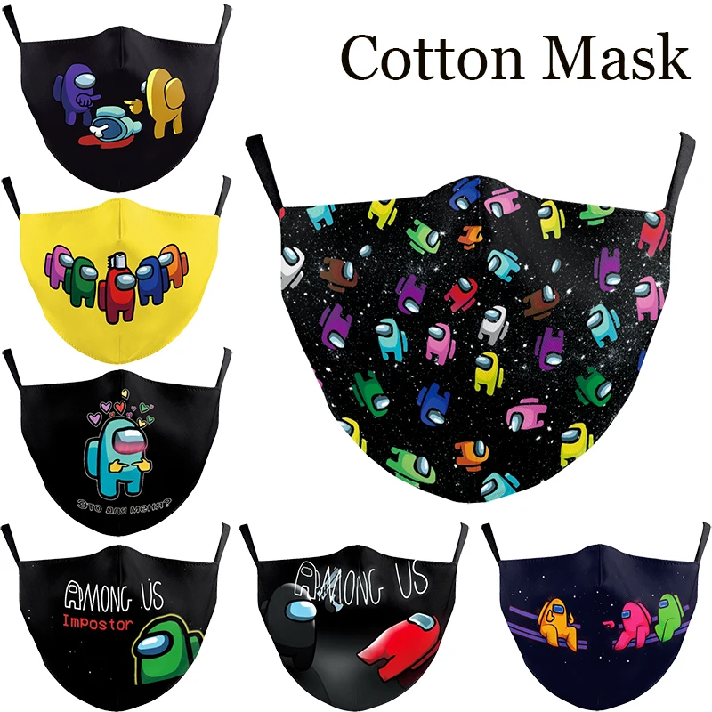 

Breathable Funny Print Mask Among Us Protective PM2.5 Masks Washable Fabric Face Mask Reusable Mouth Muffle for Adult Kids