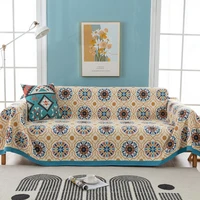 four seasons single layer cotton woven and printed full cover sofa towel cover simple single and double three seat sofa cover