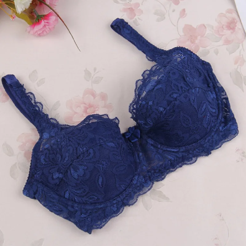 

Full Lace Push Up bra For Women back button Fashion Sexy Women Underwear brassiere Gather Thin Sponge Modis bralette Lingerie