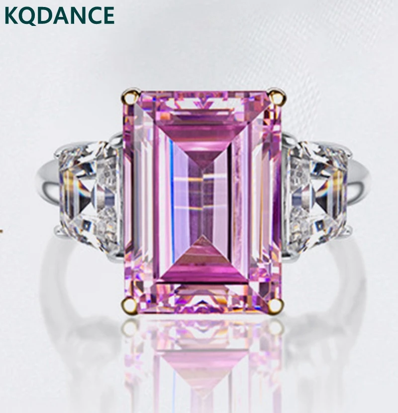 

Реальный S925 Серебро Имитация розовый синтетический драгоценный камень цитрин кольцо с бриллиантом желтый кольцо с крупным камнем вечерние...
